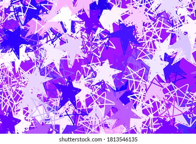 Light Red, Yellow vector pattern with christmas stars. Decorative shining illustration with stars on abstract template. Best design for your ad, poster, banner.