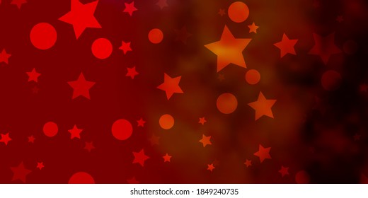 Light Red, Yellow vector pattern with circles, stars. Colorful illustration with gradient dots, stars. Texture for window blinds, curtains.