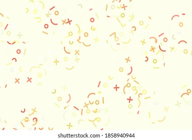 Light Red, Yellow vector pattern with Digit symbols. Blurred design in simple style with collection of numerals. Template for landing page of typography.