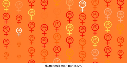 Light Red, Yellow vector pattern with feminism elements. Abstract illustration with a depiction of women power. Best design to show the power of women.