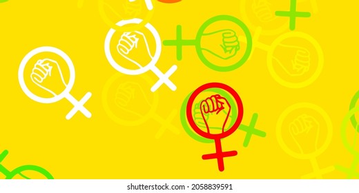 Light Red, Yellow vector pattern with feminism elements. Colorful illustration with gradient feminism shapes. Simple design for your web site.