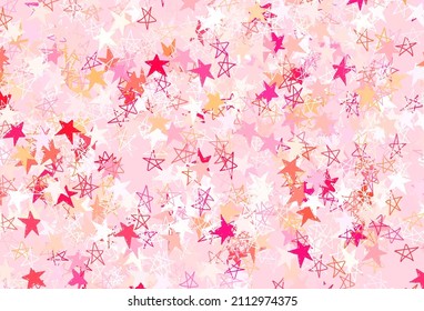 Light Red, Yellow vector pattern with christmas stars. Blurred decorative design in simple style with stars. Pattern for astrology websites.