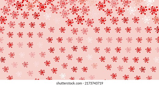 Light Red, Yellow vector pattern with coronavirus elements. Simple design in abstract style with infection forms. Design for biohazard warning.