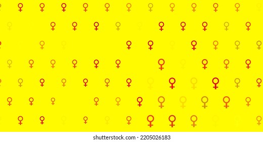 Light Red, Yellow vector pattern with feminism elements. Simple design in abstract style with women rights activism. Simple design for your web site.