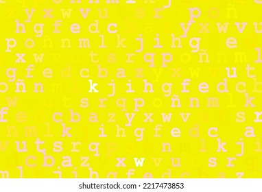 Light red, yellow vector pattern with ABC symbols. Colored alphabet signs with gradient on white background. Smart design for your business advert of university.