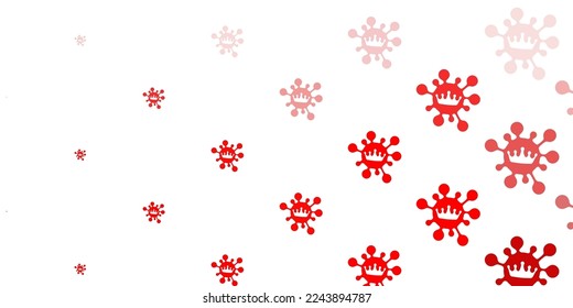 Patrón vectorial amarillo claro rojo con elementos coronavirus. Ilustración inteligente con signos cómodos en estilo decorativo. Diseño simple contra la información epidémica.