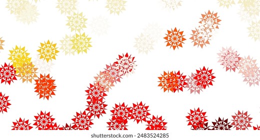 Light red, yellow vector pattern with colored snowflakes. Smart geometrical abstract illustration with ice, snow. New year websites pattern.