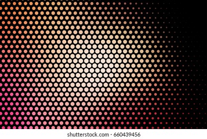 Light Red, Yellow vector pattern with colored spheres. Geometric sample of repeating circles on white background in halftone style.