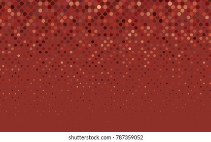 Light Red, Yellow vector pattern with colored spheres. Geometric sample of repeating circles on white background in halftone style.