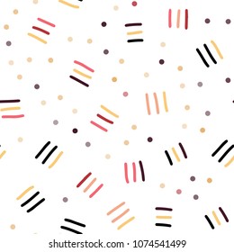 Light Red, Yellow vector seamless background with lines, ovals. Trendy seamless illustration with abstract lines. Pattern for design of fabric, wallpapers.