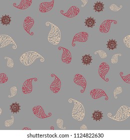 Light Red, Yellow vector seamless doodle layout with leaves and flowers. Colorful illustration in doodle style with leaves, flowers. Brand new design for your business.