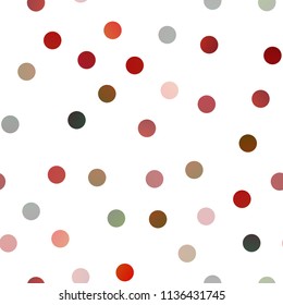 Light Red, Yellow vector seamless texture with disks. Illustration with set of shining colorful abstract circles. The pattern can be used for aqua ad, booklets.