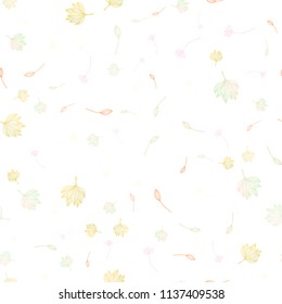 Light Red, Yellow vector seamless hand painted template. Doodle illustration of leaves in Origami style with gradient. Completely new design for your business.