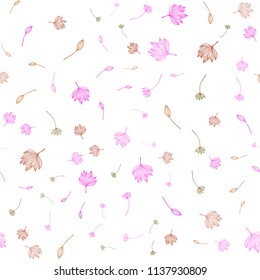 Light Red, Yellow vector seamless doodle layout. Shining colored illustration with leaves in doodle style. Hand painted design for wrapping, wallpaper.