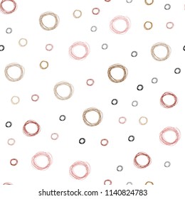 Light Red, Yellow vector seamless pattern with spheres. Modern abstract illustration with colorful water drops. Beautiful design for your business advert.