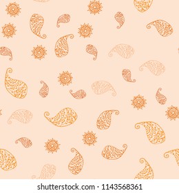 Light Red, Yellow vector seamless elegant template with leaves and flowers. Brand new colored illustration with leaves and flowers. Completely new design for your business.