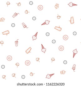 Light Red, Yellow vector seamless template with organic meal. Illustration with set of fresh food in doodle style. Design for ad, poster, banner of cafes or restaurants.