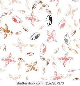 Light Red, Yellow vector seamless doodle texture with leaves. An elegant bright illustration with leaves in Natural style. Pattern for design of fabric, wallpapers.