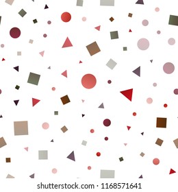 Light Red, Yellow vector seamless backdrop with lines, circles, rhombus. Illustration with set of colorful circles, triangles, squares. Template for business cards, websites.