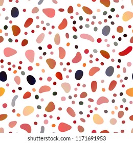 Light Red, Yellow vector seamless background with bubbles. Blurred bubbles on abstract backdrop with colorful gradient. Design for textile, fabric, wallpapers.