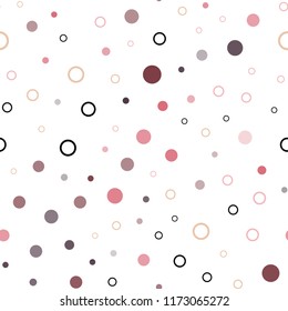 Light Red, Yellow vector seamless template with circles. Glitter abstract illustration with blurred drops of rain. Pattern for design of window blinds, curtains.