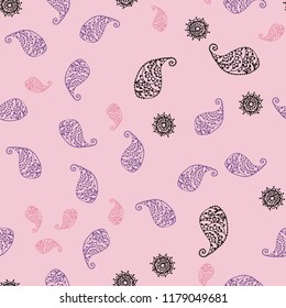 Light Red, Yellow vector seamless natural background with leaves and flowers. Doodle illustration of leaves and flowers in Origami style. Doodle design can be used for your web site.
