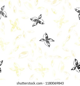 Light Red, Yellow vector seamless doodle background with leaves. Blurred decorative design in Indian style with leaves. Pattern for design of fabric, wallpapers.