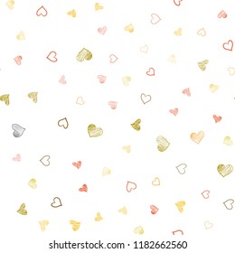 Light Red, Yellow vector seamless cover with Shining hearts. Decorative shining illustration with hearts on abstract template. Template for Valentine's greeting postcards.