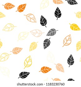 Light Red, Yellow vector seamless abstract backdrop with leaves. Blurred decorative design in Indian style with leaves. Design for textile, fabric, wallpapers.