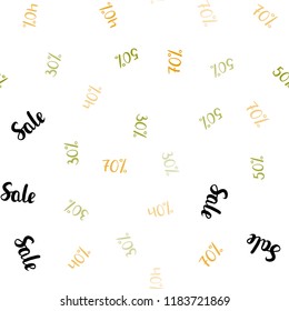 Light Red, Yellow vector seamless cover with symbols of 30, 40, 50 % sales. Abstract illustration with colorful gradient symbols of sales. Design for business ads, commercials.