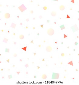 Light Red, Yellow vector seamless pattern in polygonal style with circles. Abstract illustration with colorful dots, lines, cubes. Pattern for design of window blinds, curtains.
