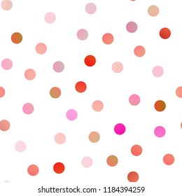 Light Red, Yellow vector seamless texture with disks. Glitter abstract illustration with blurred drops of rain. The pattern can be used for aqua ad, booklets.