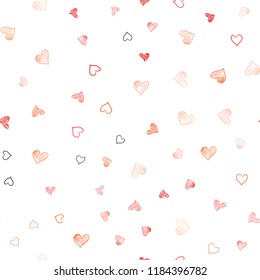 Light Red, Yellow vector seamless texture with lovely hearts. Beautiful colored illustration with hearts in celebration style. Pattern for carnival, festival romantic leaflets.