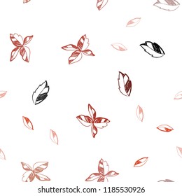 Light Red, Yellow vector seamless abstract backdrop with leaves. leaves on elegant natural pattern with gradient. Template for business cards, websites.