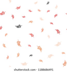 Light Red, Yellow vector seamless natural background with leaves. A vague abstract illustration with leaves in doodles style. Pattern for design of fabric, wallpapers.