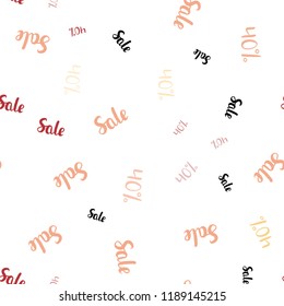 Light Red, Yellow vector seamless template with 40% selling. Colorful set of  percentage signs in simple style. Backdrop for mega promotions, discounts.