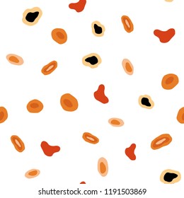 Light Red, Yellow vector seamless template with circles. Glitter abstract illustration with blurred drops of rain. Pattern for design of fabric, wallpapers.
