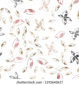 Light Red, Yellow vector seamless natural artwork with leaves. Doodle illustration of leaves in Origami style with gradient. Pattern for design of window blinds, curtains.