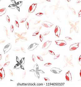 Light Red, Yellow vector seamless doodle background with leaves. Doodle illustration of leaves in Origami style with gradient. Pattern for design of window blinds, curtains.