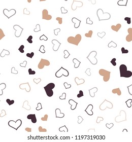 Light Red, Yellow vector seamless background with hearts. Blurred decorative design in doodle style with hearts. Pattern can be used for valentine's ad, booklets.