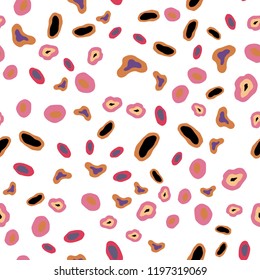 Light Red, Yellow vector seamless pattern with spheres. Blurred decorative design in abstract style with bubbles. Pattern for design of fabric, wallpapers.