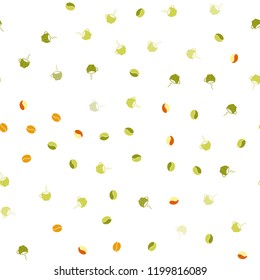 Light Red, Yellow vector seamless texture with coffee beans, mugs. Gradient abstract collection of coffee cups and beans. Pattern for ad, booklets, leaflets of restaurants.