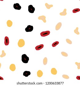 Light Red, Yellow vector seamless backdrop with dots. Beautiful colored illustration with blurred circles in nature style. Pattern for design of window blinds, curtains.