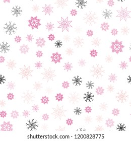 Light Red, Yellow vector seamless layout with bright snowflakes. Blurred decorative design in xmas style with snow. Pattern for trendy fabric, wallpapers.