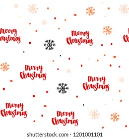 Light Red, Yellow vector seamless background with xmas snowflakes. Colorful decorative design in xmas style with snow. Design for textile, fabric, wallpapers.