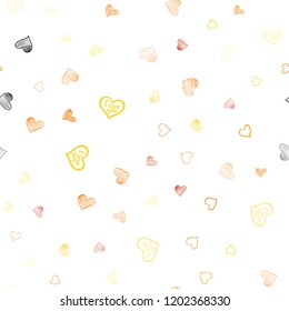 Light Red, Yellow vector seamless template with doodle hearts. Illustration with hearts in love concept for valentine's day. Pattern can be used for valentine's ad, booklets.
