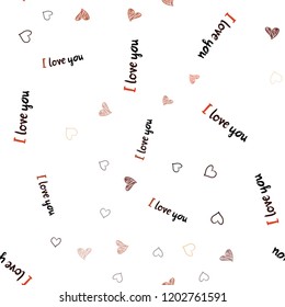 Light Red, Yellow vector seamless texture with lovely hearts. Glitter abstract illustration with colorful hearts in romantic style. Pattern for carnival, festival romantic leaflets.