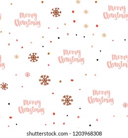 Light Red, Yellow vector seamless template with ice snowflakes. Shining colorful illustration with snow on abstract template. Design for textile, fabric, wallpapers.