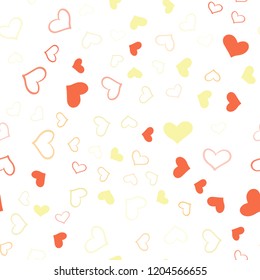 Light Red, Yellow vector seamless background with hearts. Illustration with hearts in love concept for valentine's day. Template for Valentine's greeting postcards.