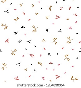 Light Red, Yellow vector seamless doodle layout with leaves. Glitter abstract illustration with doodles and leaves. Design for textile, fabric, wallpapers.